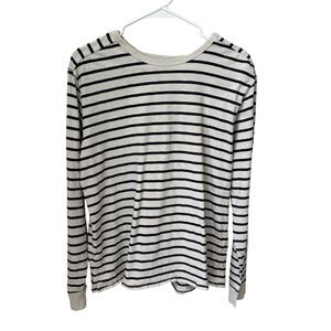 J. Crew Striped Top Women’s Large Long Sleeve 100% Cotton Cream Black